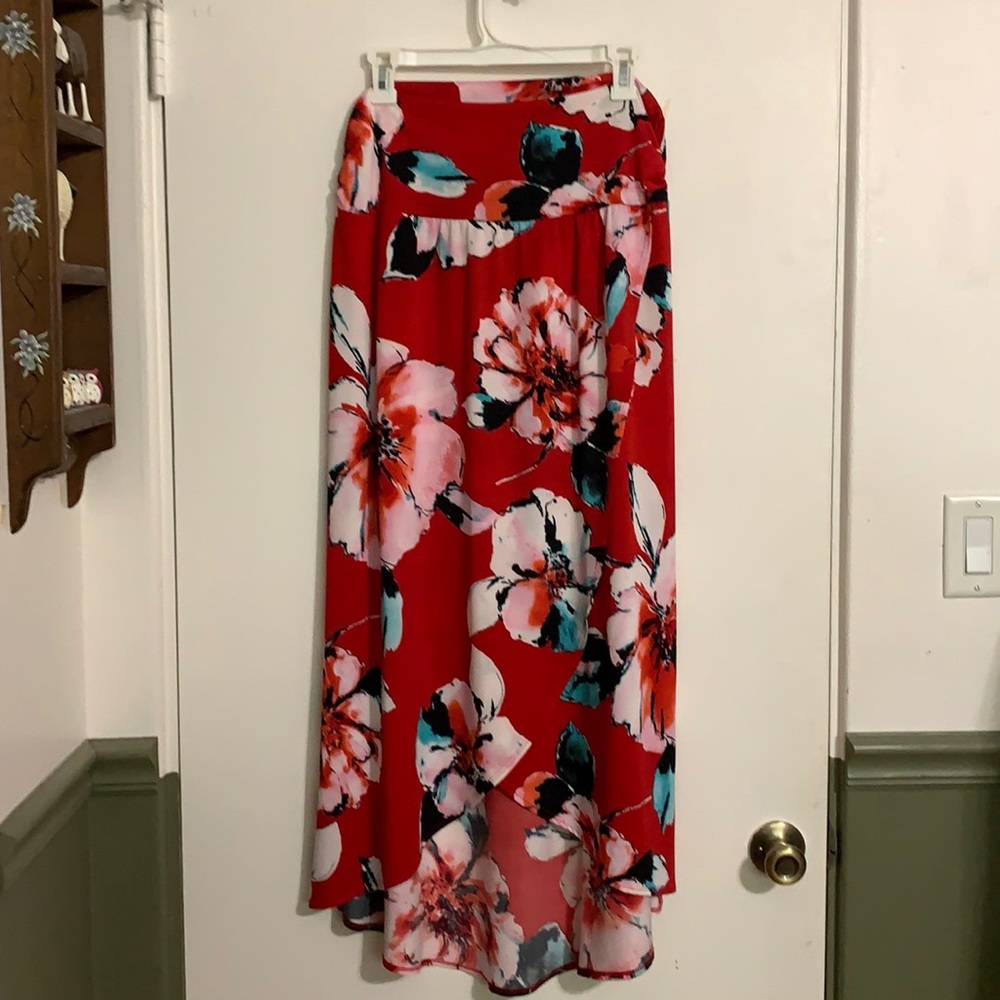 Sexy Long Red Floral Skirts